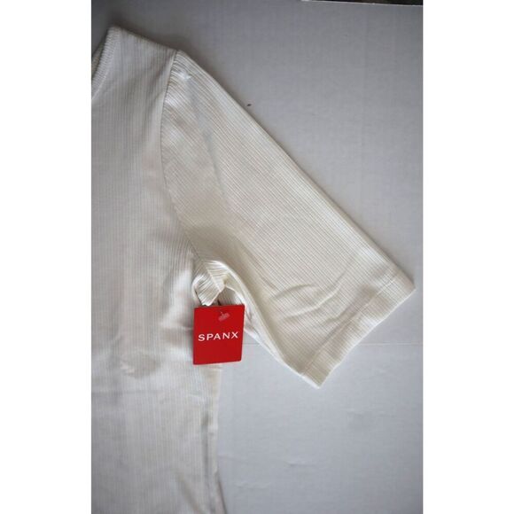 Spanx 21007R Women's Sz Medium Powder White Ribbed One Shoulder Top - Picture 5 of 7